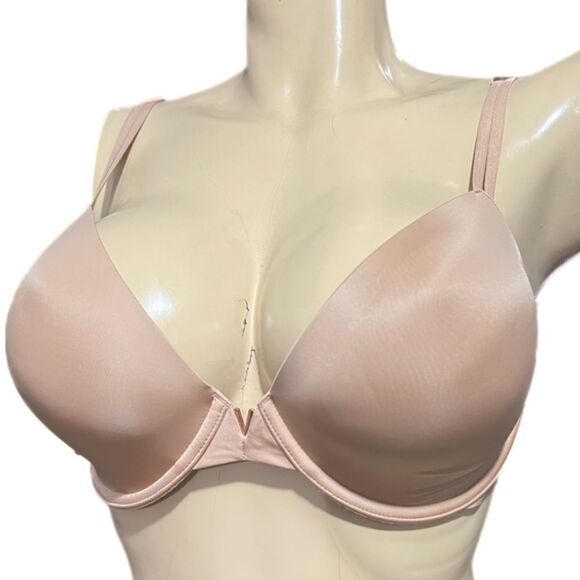 Victorias Secret Supersoft Satin Lined Demi bra Beige 34B - Picture 1 of 5